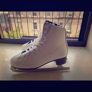Authentic leather DBX White and Tan Ice Skates.